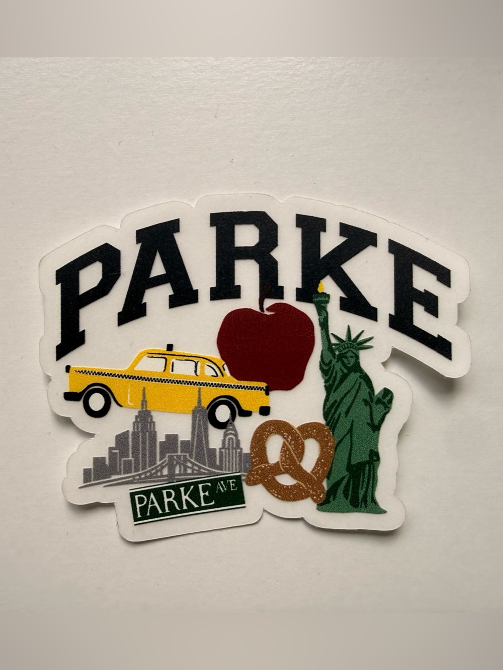 Parke New York Landmark Sticker Decal - Black, Green, Yellow, Red, Brown